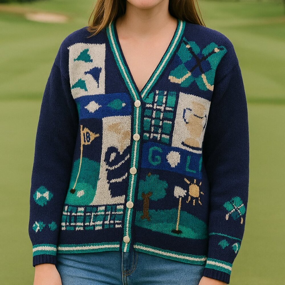 Northern Isles Signature Vintage Golf Cardigan Sweater XL